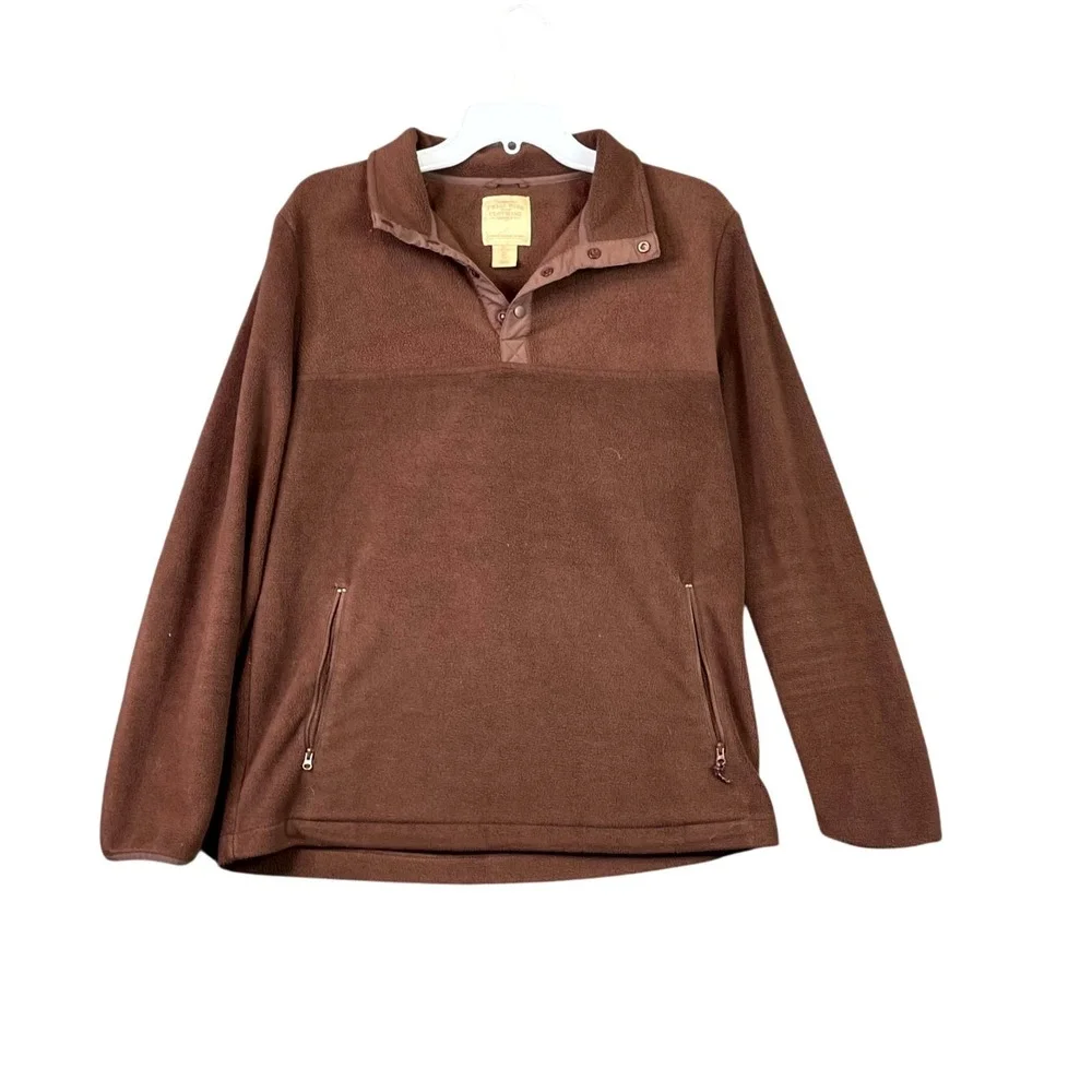 Telluride Fleece Jacket Mens Large Brown 1/4 Snap Mock Neck Cozy Warm Outdoor